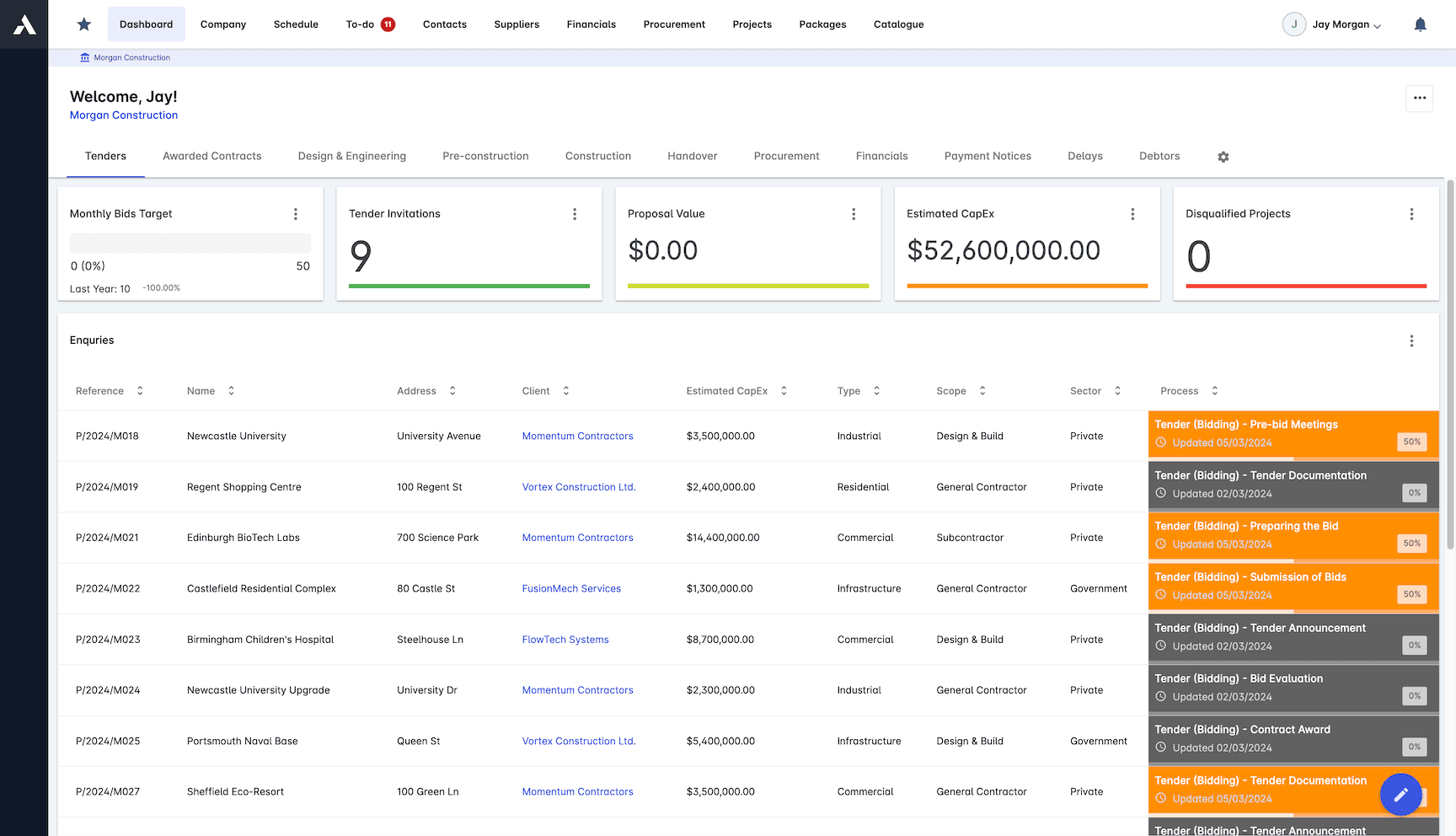 Bid Tracking screenshot