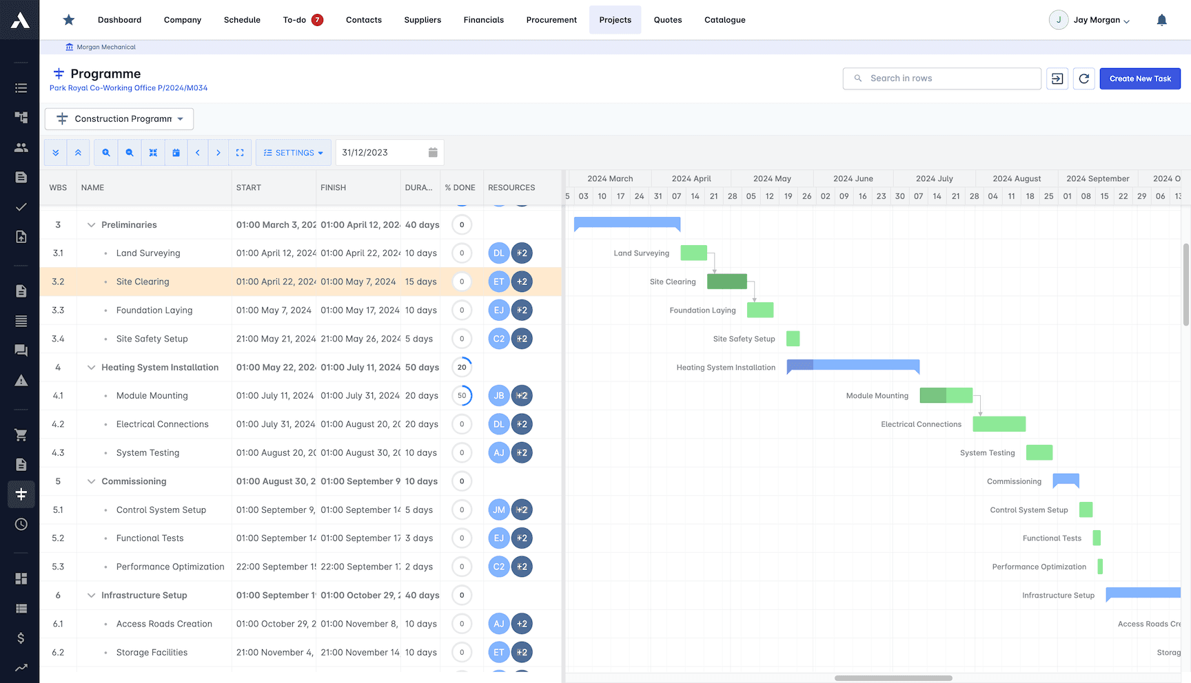 Construction Progress Gantt screenshot