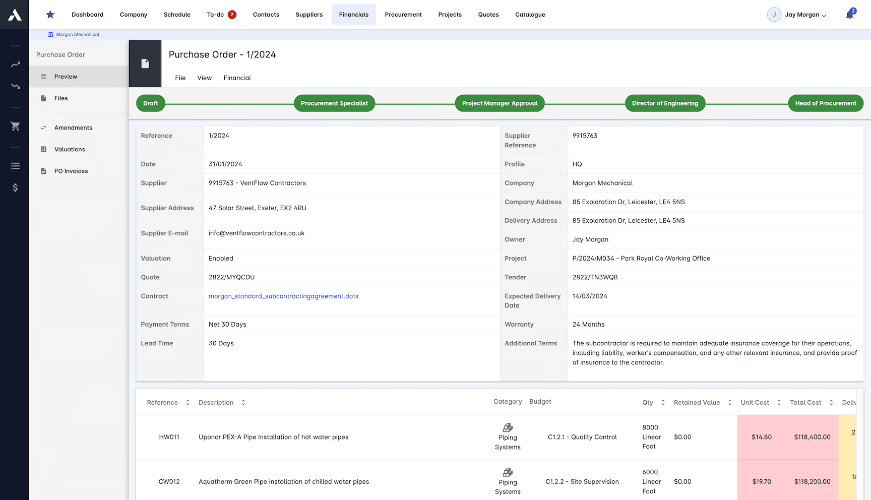 Purchase Order Management screenshot