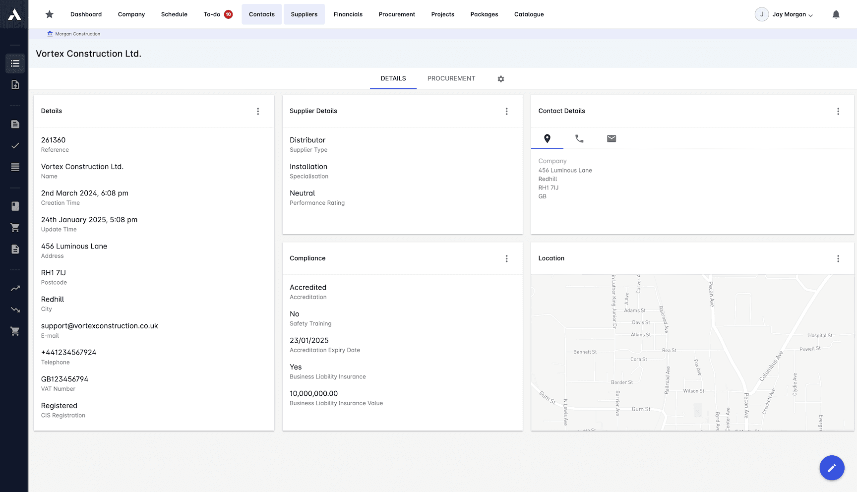 Subcontractor Database screenshot