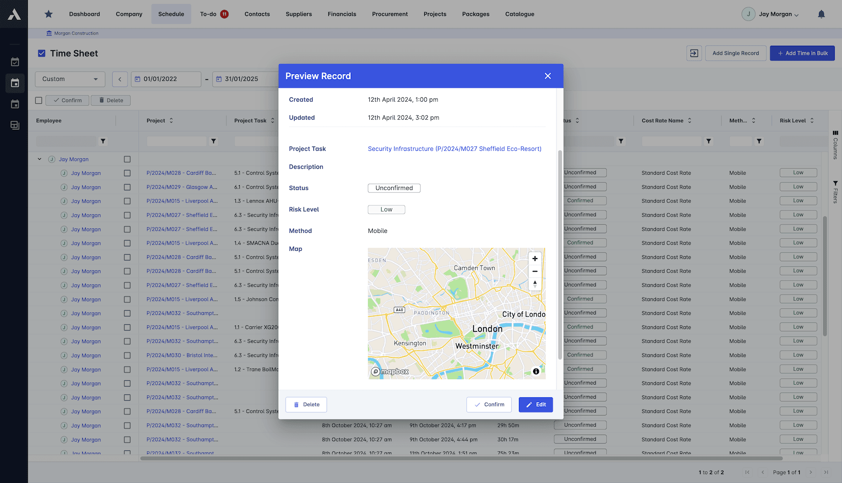 Real-time Labour Tracking screenshot