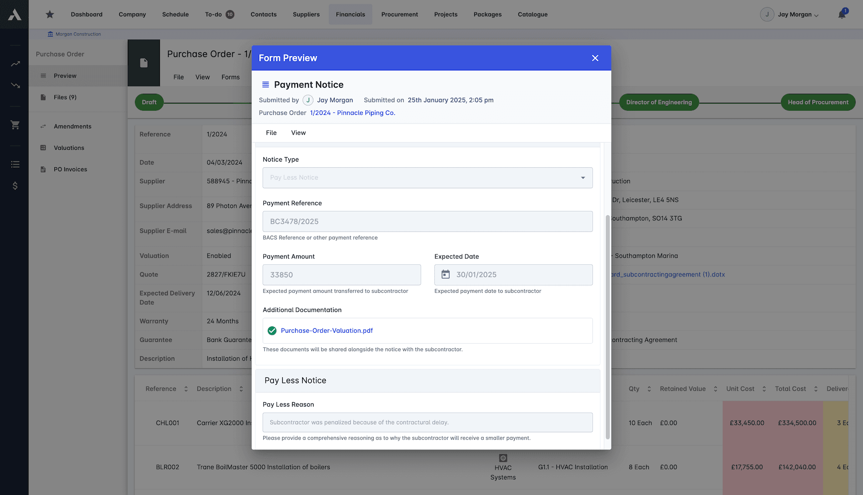 Progress Payment Management screenshot