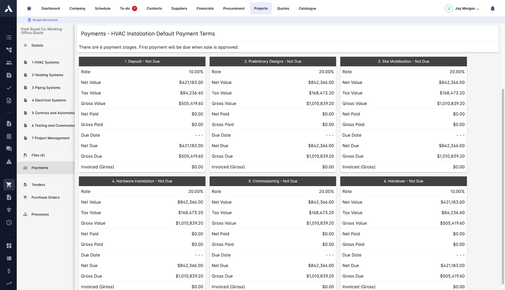 Payment Schedule Management screenshot