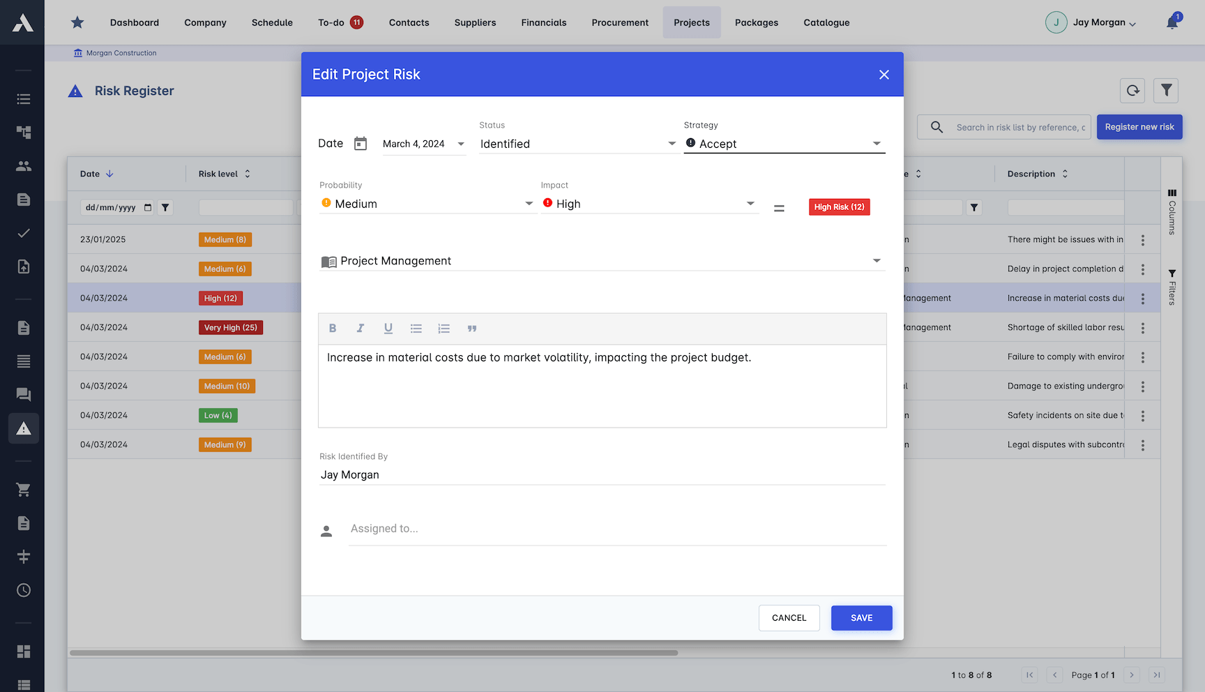 Risk Assessment screenshot