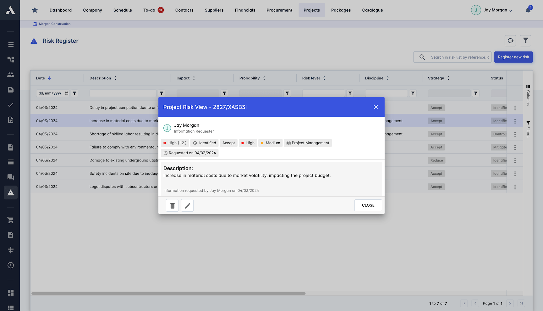 Risk Assessment screenshot
