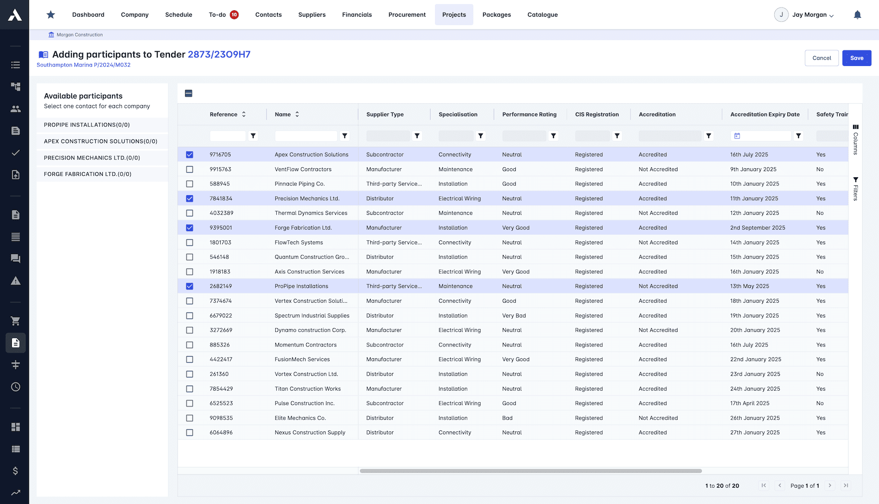 Subcontractor Database screenshot