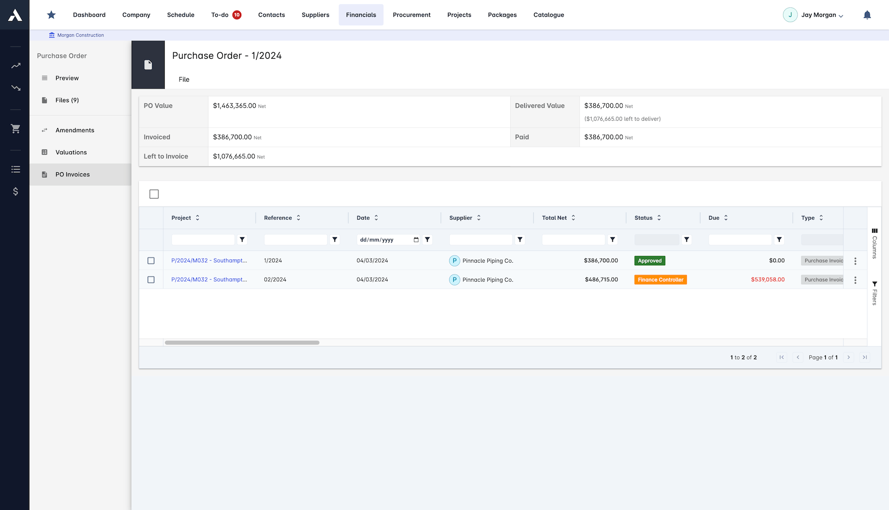 Committed Cost Visibility screenshot