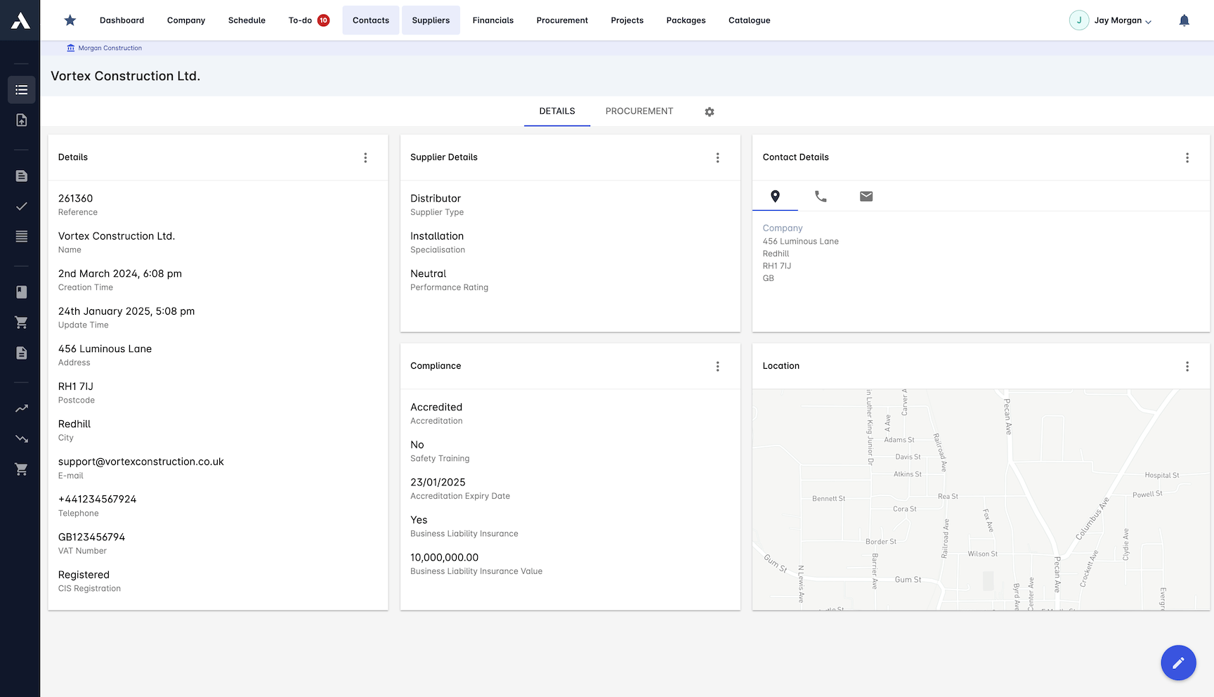 Subcontractor Database screenshot