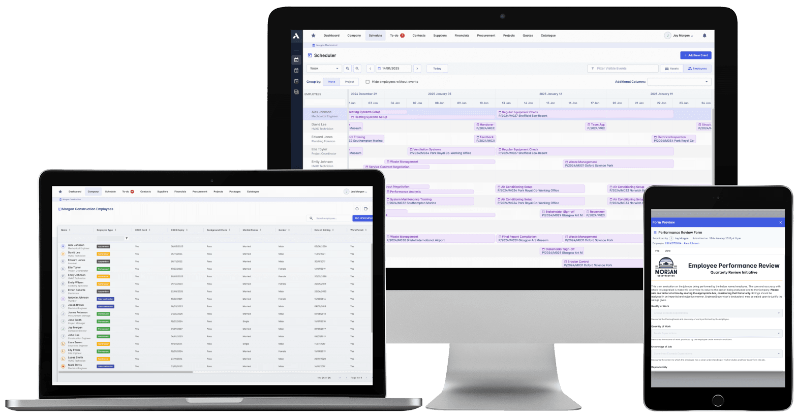 Archdesk HR module: people records, qualifications and time across projects