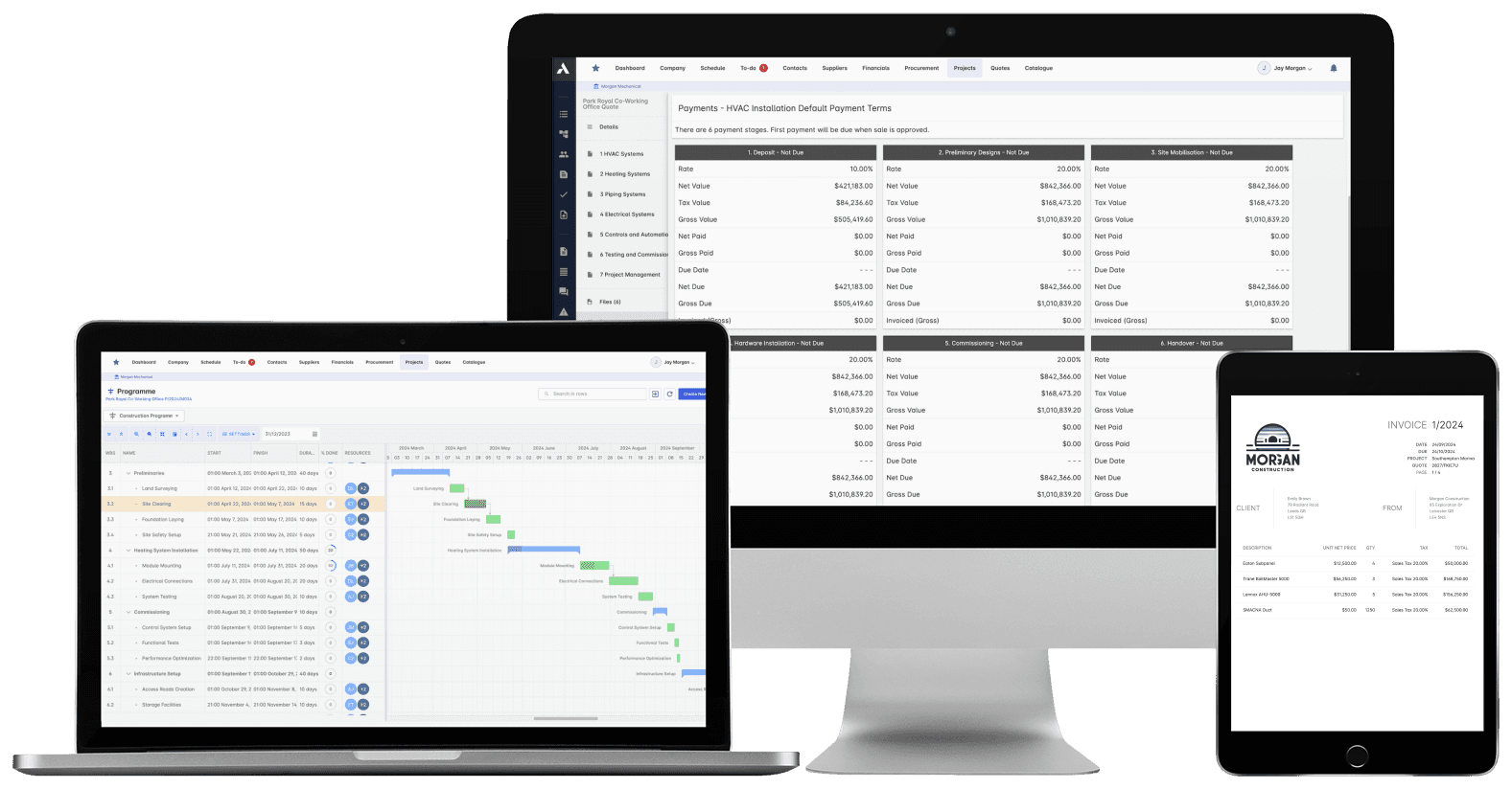 Archdesk payments: applications, certificates and retentions tracked per project