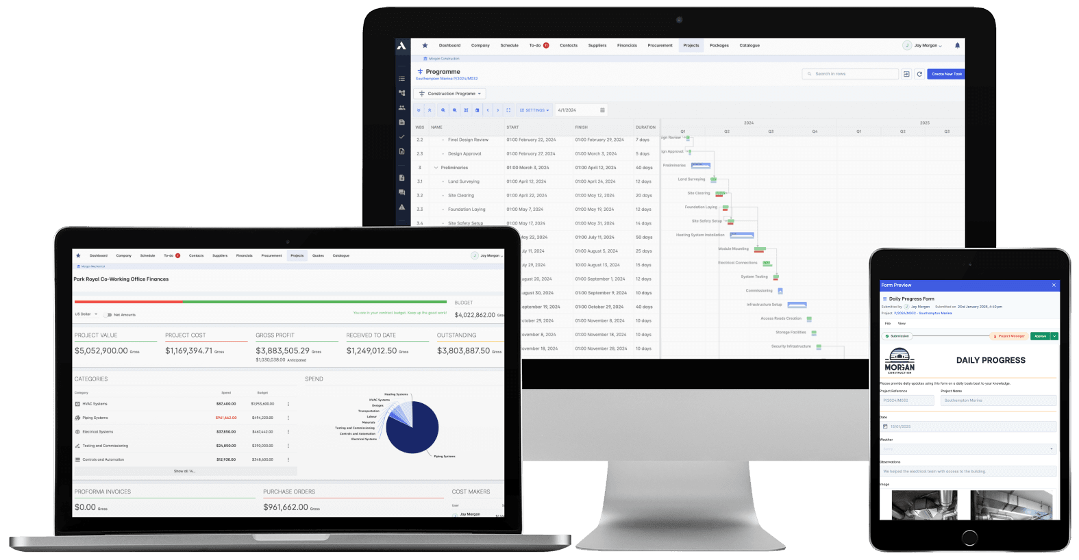 Archdesk live reporting: every division, project, cost and margin in one consolidated view