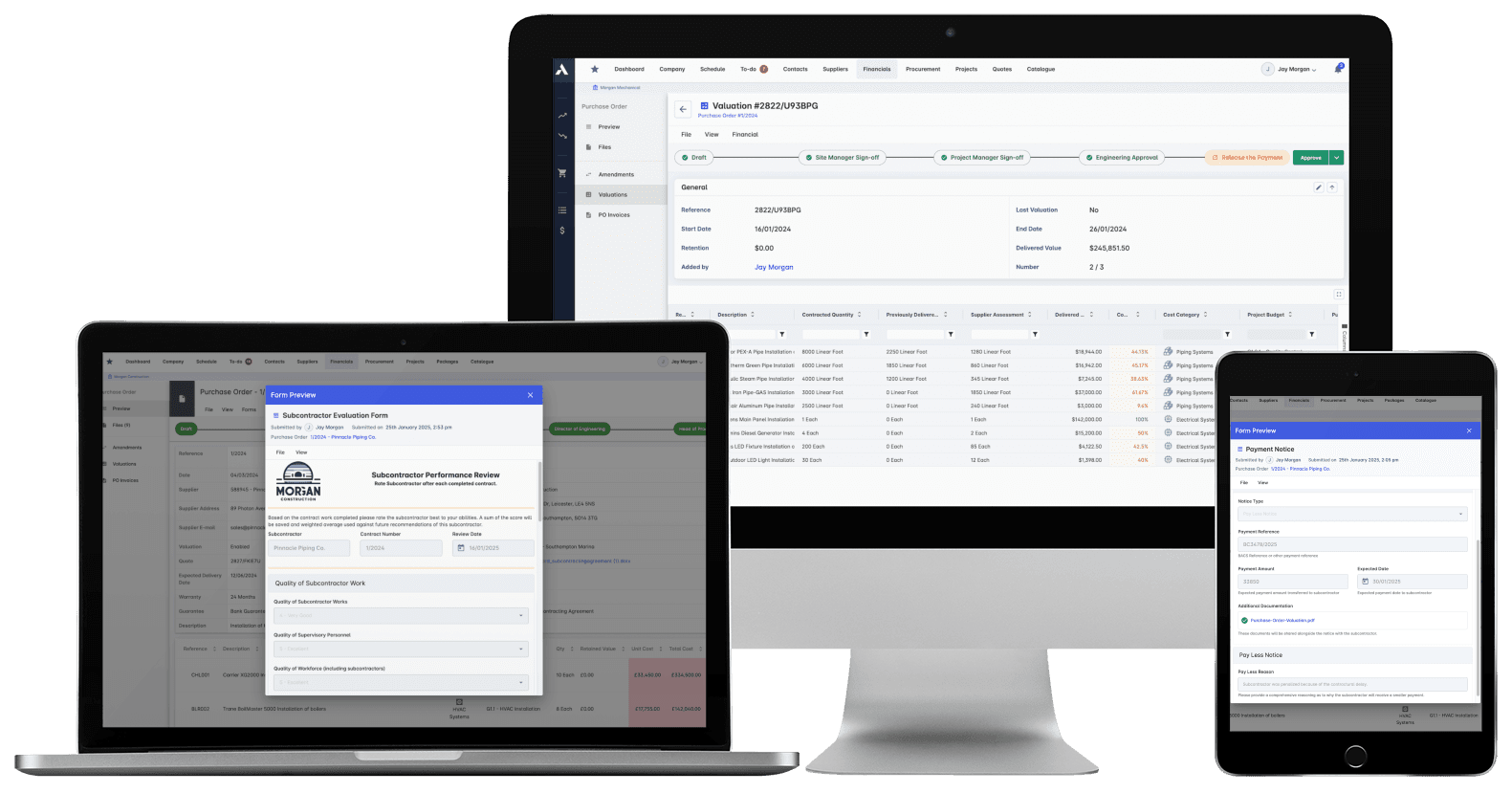 Archdesk subcontractor management: packages, valuations and payments per subcontractor