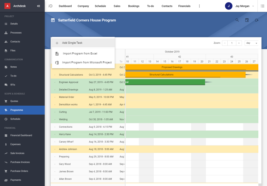 Programme Of Works Project Management Archdesk