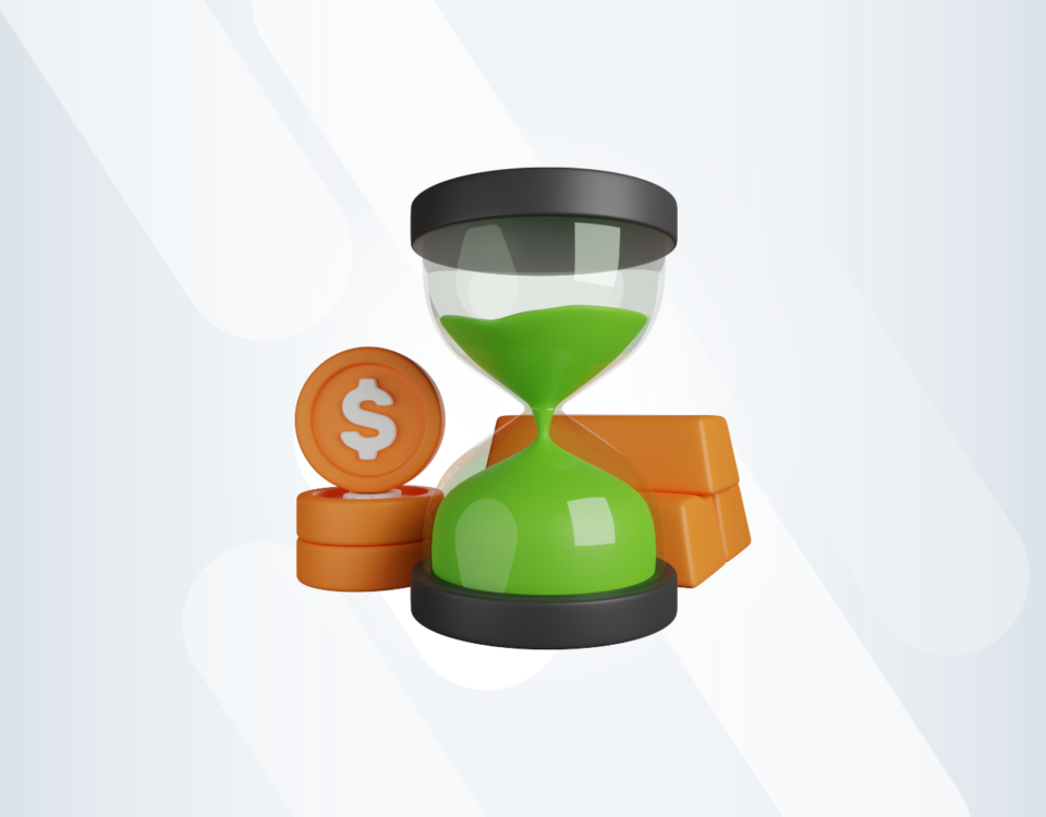 Thumbnail: An abstract image of a draining hourglass with bricks piled behind with a dollar sign, showing how time is money