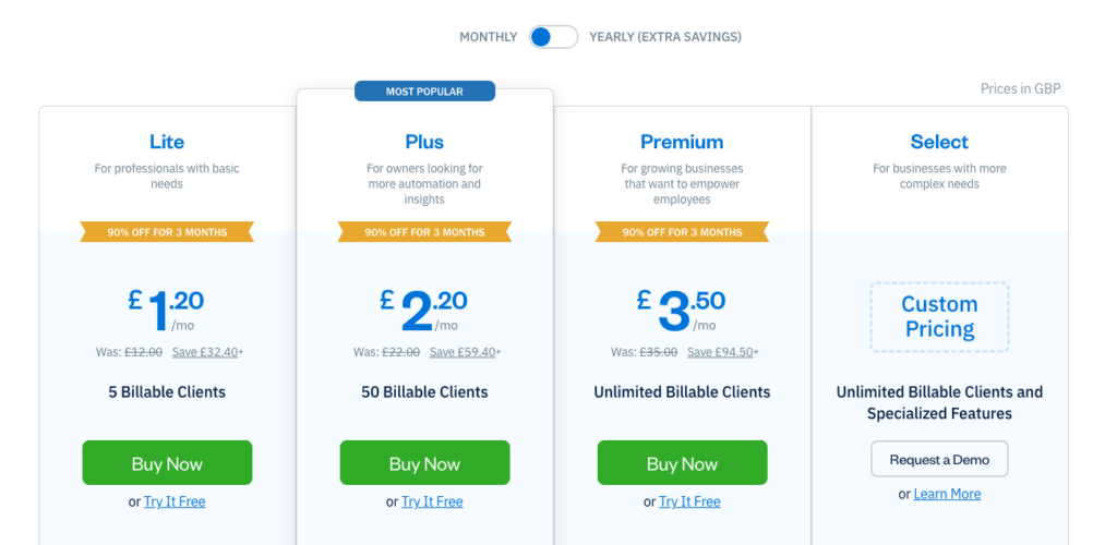 freshbooks pricing